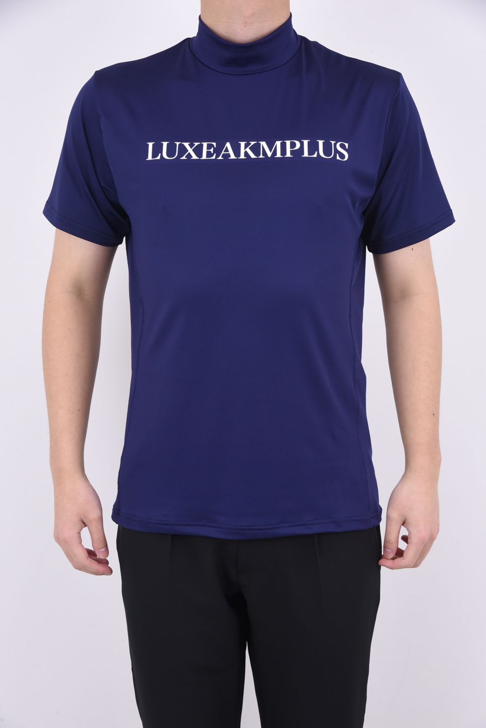 BASIC LOGO MOCK NECK T-SHIRTS / フロントロゴ モックネック Tシャツ (ネイビー)