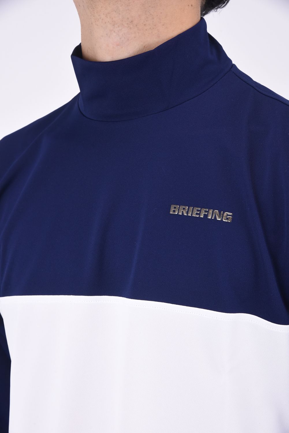 BRIEFING - MENS BI-COLOR LS HIGH NECK / ブランドロゴ バイ