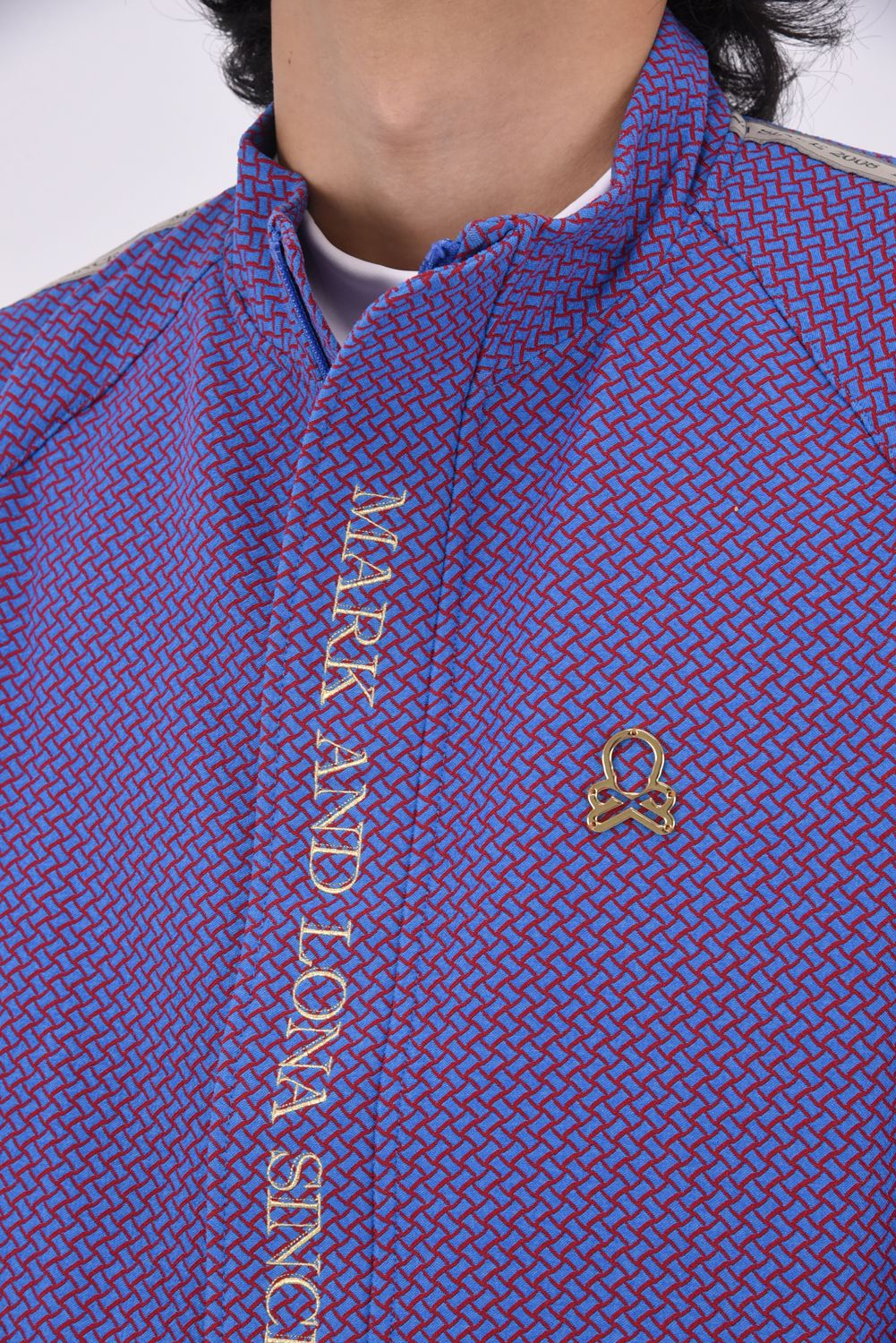 GARDA JERSEY JACKET / イントレチャートパターン ハイストレッチ ジャージーブルゾン (ブルー)