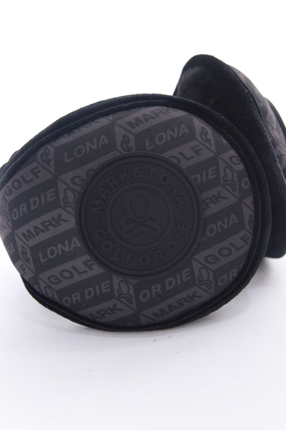 DÉPÊCHE ECO FUR EARMUFFS / エコファー ジオメトリックパターン イヤーマフ (ブラック)