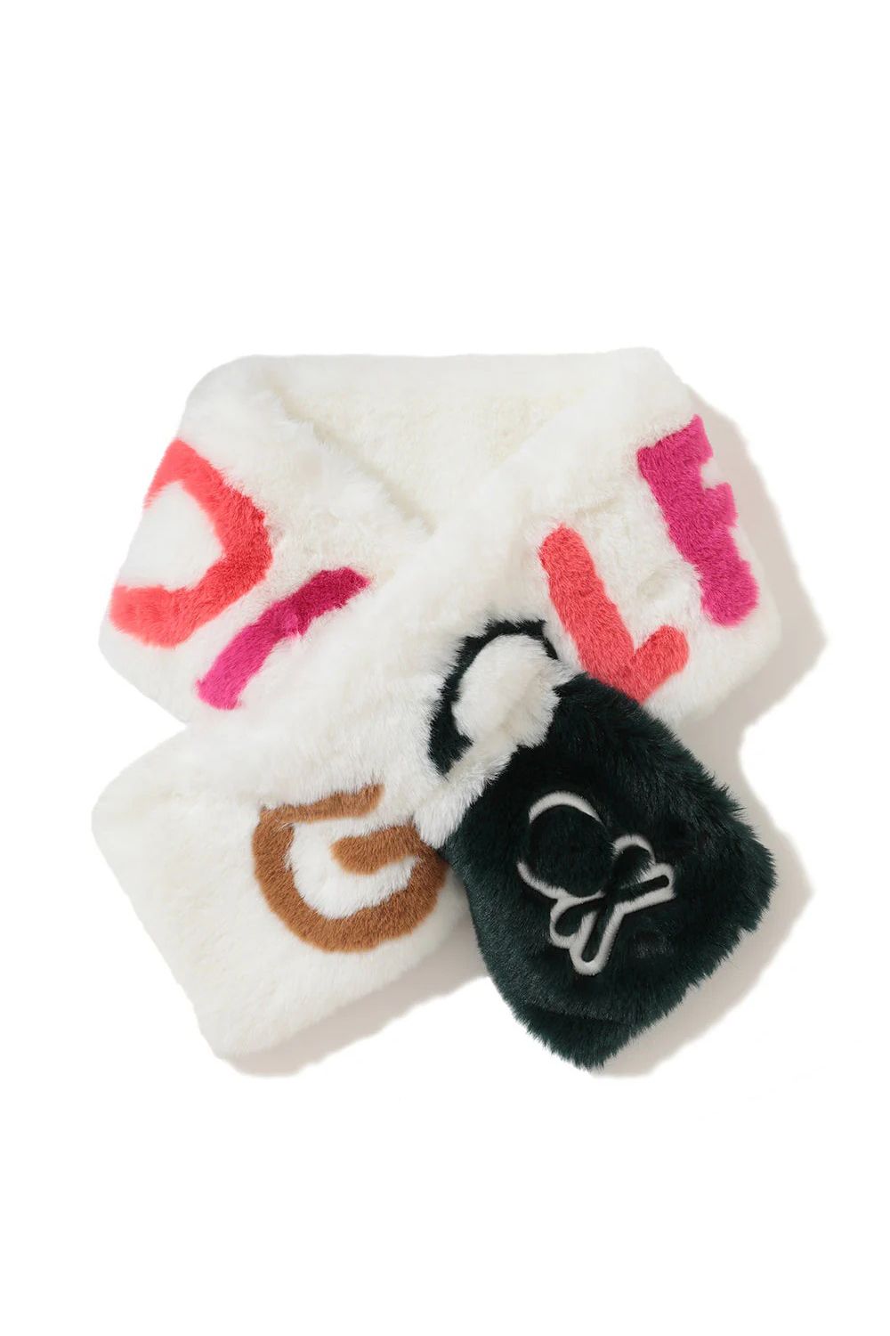 G.O.D FAUX FUR WRAP MUFFLER / エコファー ブランドロゴ ネックウォーマー (ホワイト)