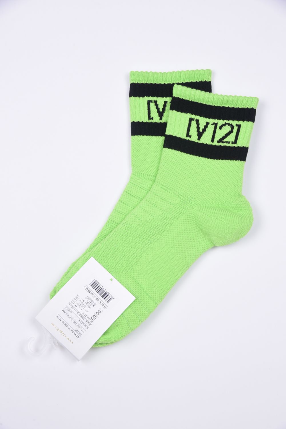 【26SS】【レディース】 VT LINE MID SOCKS WM / ブランドロゴジャカード ライン ミドルソックス (グリーン)