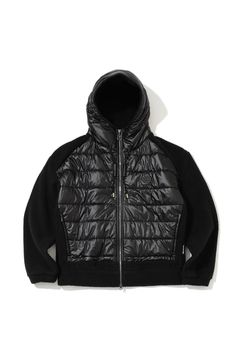【26AW】 OBLIVION HYBRID PADDING JACKET / クレストスカルバックロゴ ハイブリッド フーデッドジャケット (ブラック)