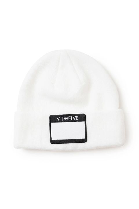 HELLO KNIT CAP / ネームタグワッペン ニットキャップ (ホワイト)
