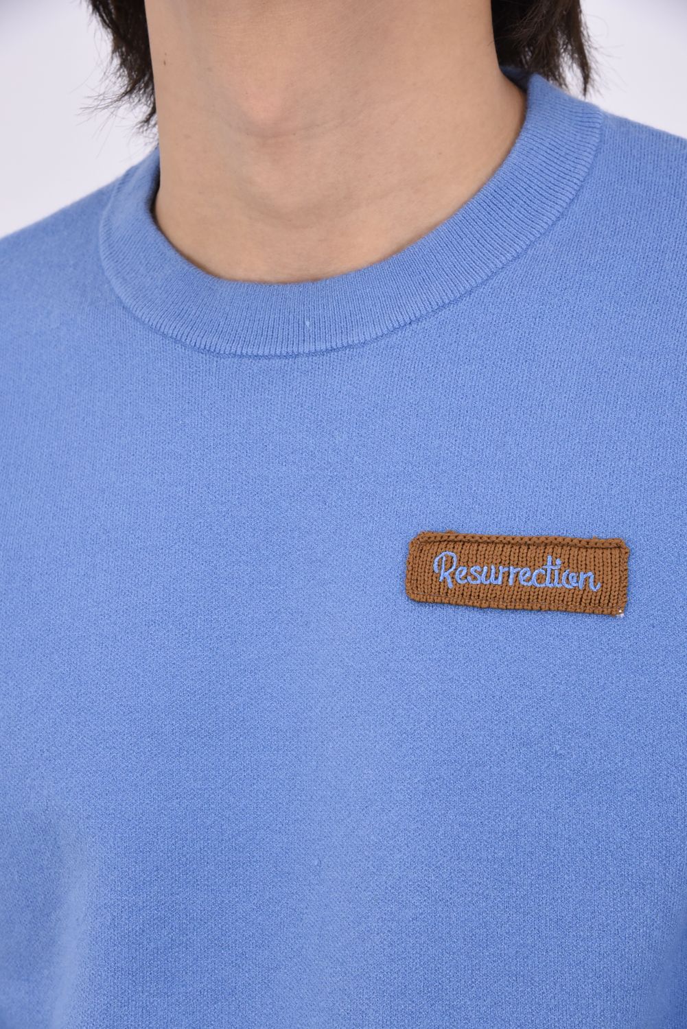 【26AW】 STITCHING LINE KNIT / ステッチングライン クルーネックニット (ブルー)*