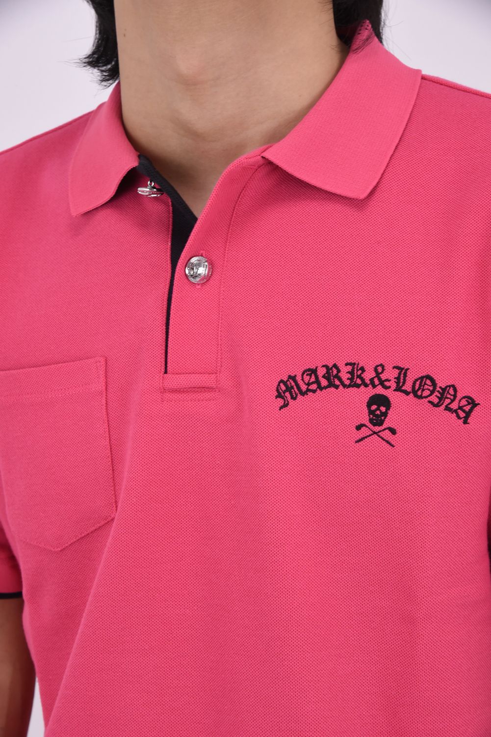 【26SS】 BONES PIQUE POLO / カノコ素材 ジャパンメイド BONEプリント ポロシャツ (ピンク)