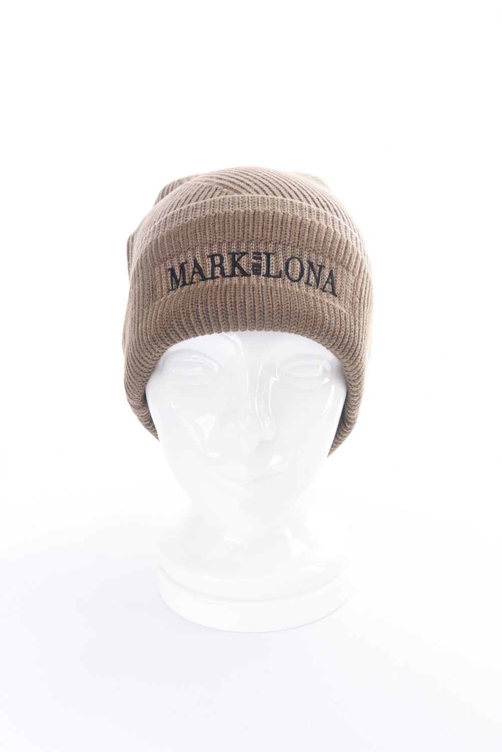 【CODE COLLECTION】 SWBN / 変則リブ編み プリントネーム ニットキャップ (ブラウン)