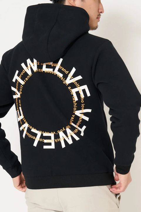 【26AW】 RING LOGO PARKA / ダンボールニット サークルロゴ ジップポケット プルオーバーフーディー (ブラック)