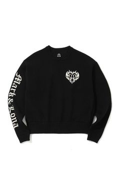 【26AW】【レディース】 ELYSIA KNIT PULLOVER / トライバルハート刺繍＆ブラックレター刺繍入り ニット (ブラック)