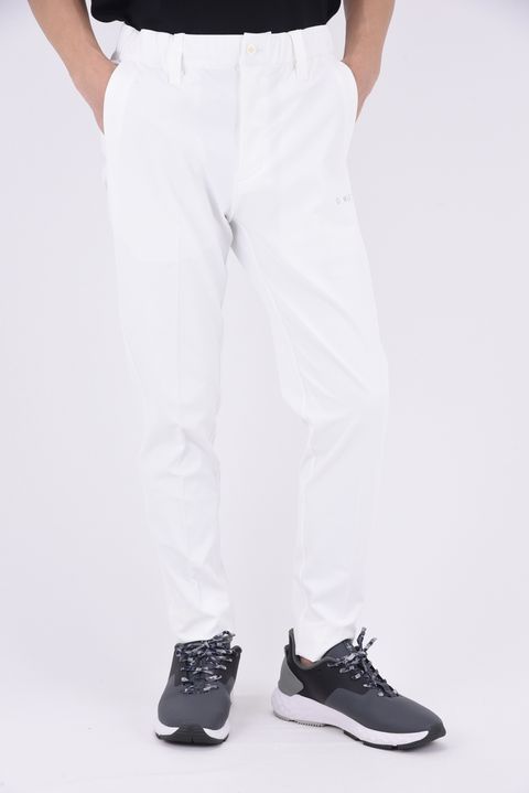 BASIC STRECH TAPERED PANTS / ベーシック 3Dシルバーロゴ ストレッチテーパードパンツ (ホワイト)