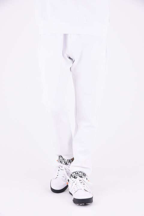 DOUBLE FACE CARDBOARD PANTS / ロゴ ストレッチダンボール テーパードパンツ (ホワイト)*