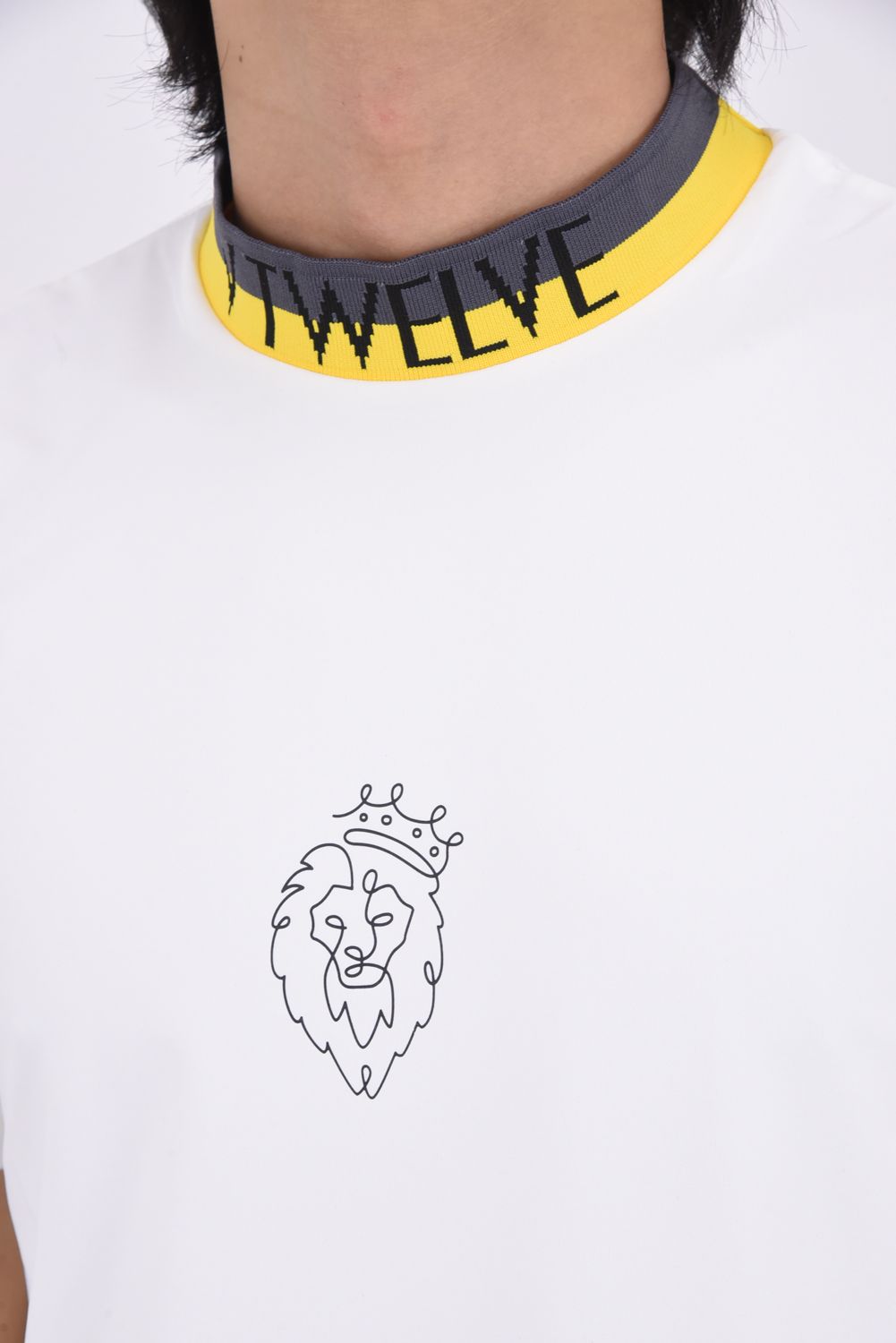 【26SS】 ONE HAND MOCK / バイカラージャカード モックネックTシャツ (ホワイト)