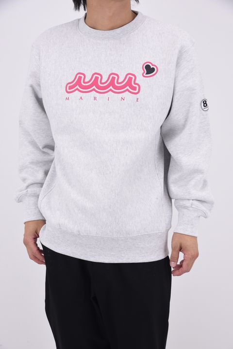 【25AW】 ACANTHUS * MUTA MARINE SWEET LOGO CREWNECK SWEATSHIRTS / ヘビーウェイト 裏起毛 ハートロゴ クルーネックスウェット (グレー)