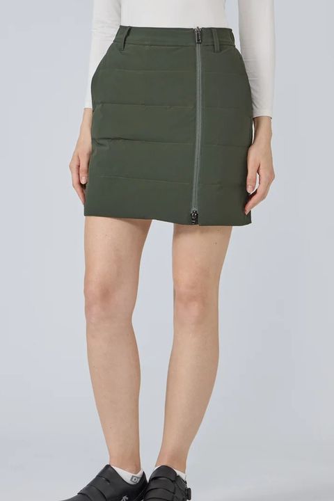 【25AW】【レディース】 はっ水防風後ろウエストゴムフルジップダウンスカート (グリーン)