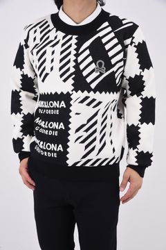 M.C.D CHENILLE CREW KNIT / ブロックパターン クルーネック ジャガードニット (ブラック)