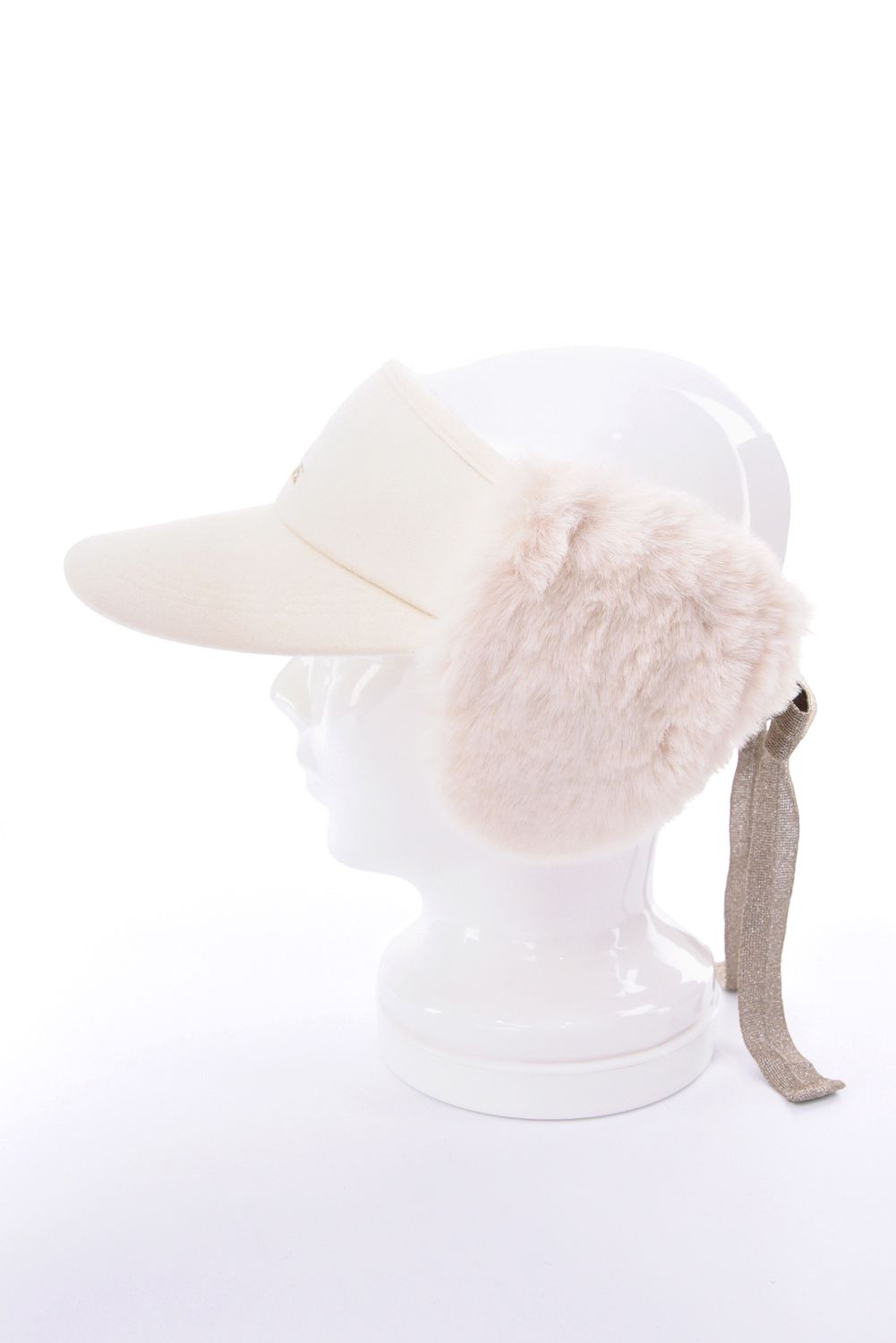 【26AW】【レディース】 FLEUR FUR RIBBON VISOR / 3Dロゴ刺繍 イヤーマフ付き 2WAYリボンサンバイザー (ホワイト)