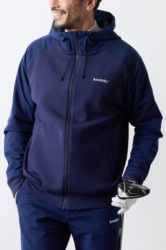 【25AW】 SWITCH RAGLAN SLEEVE ZIP HOODIE / ボンディング素材 ラグランスリーブ ハイネックジップフーディー (ネイビー)