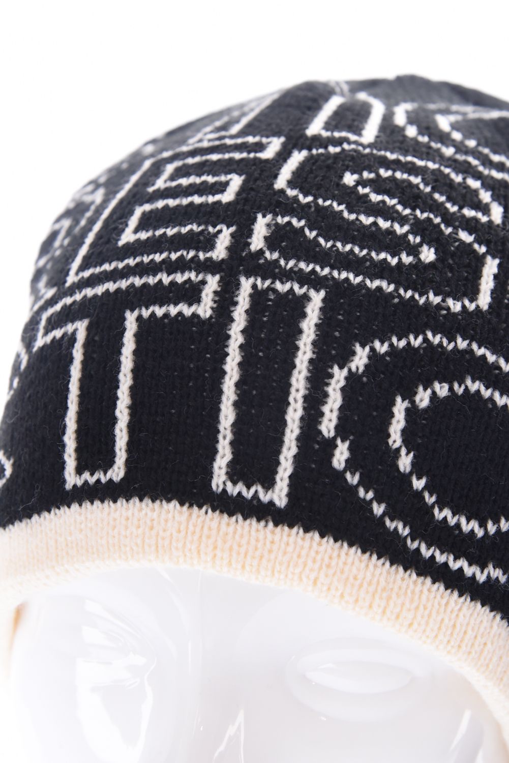 LOGO MONOGRAM KNIT CAP / ロゴモノグラム ビーニー ニットキャップ (ブラック×オフホワイト)