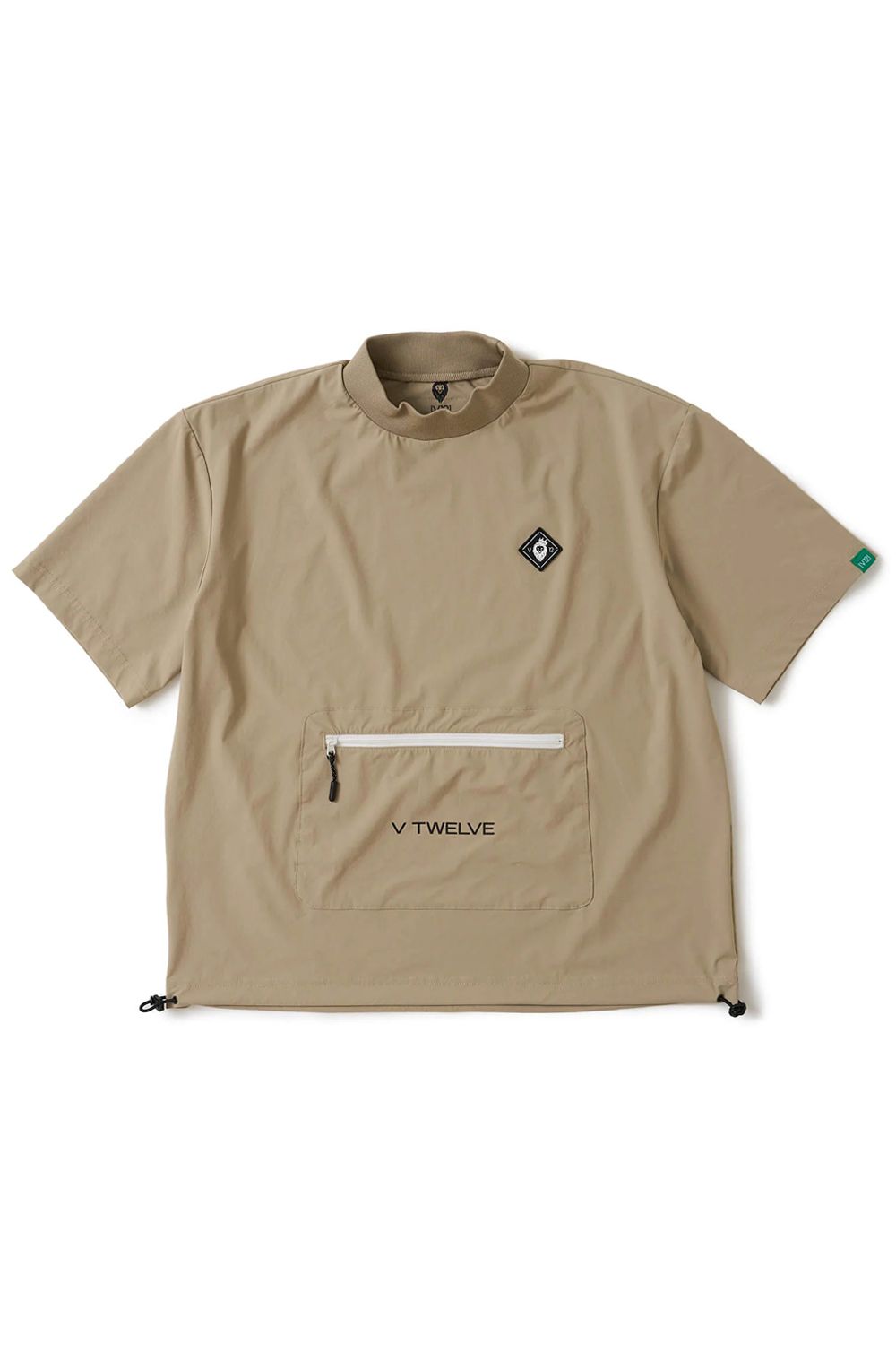 【26SS】【レディース】 OZ MOCK / ストレッチナイロン カンガルーポケット モックネックTシャツ (ベージュ)