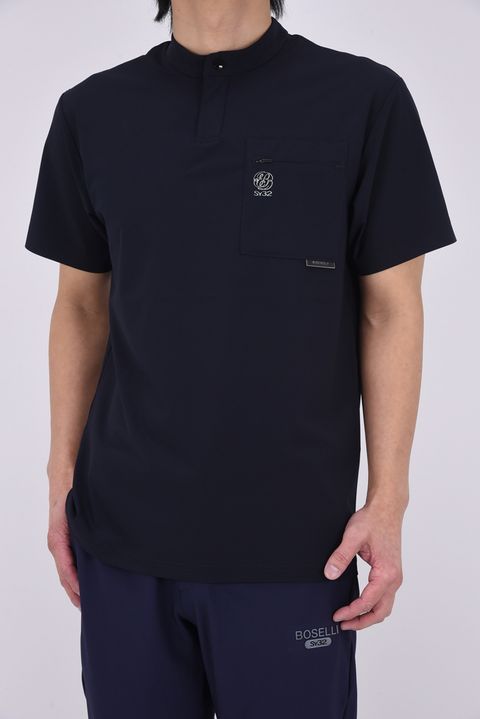 【26SS】 BOSELLI STAND COLLAR SHIRTS / スタンドカラー ポロシャツ (ネイビー)