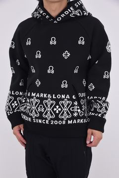 【2025AW】 SVASTIKA POLY FLEX HOODIE / クロスモチーフ オリジナルジャカード ニットフーディー (ブラック)