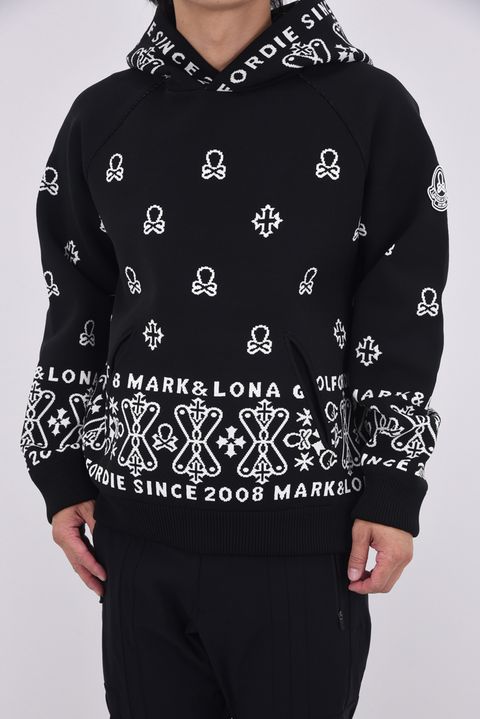 【2025AW】 SVASTIKA POLY FLEX HOODIE / クロスモチーフ オリジナルジャカード ニットフーディー (ブラック)