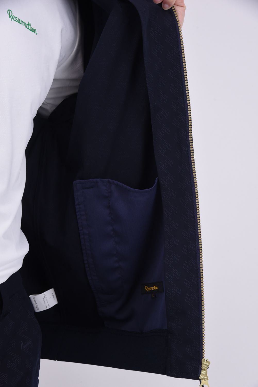 【25SS】GM EMBOSS HARRINGTON JACKET /  オリジナルテキスタイル ハリントンジャケット (ネイビー)*