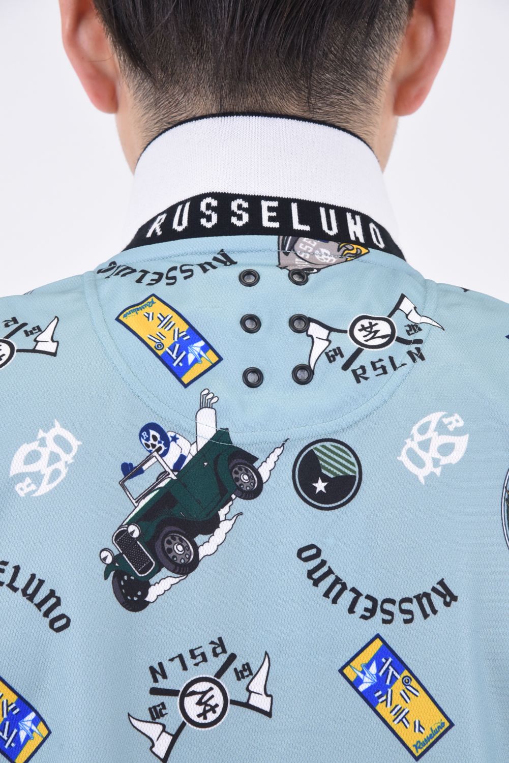 RETRO PATTERN POLO / 総柄プリント ポロシャツ ソルト