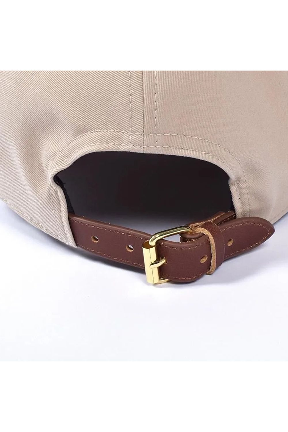 【26SS】 WIDE BRIM CAP / ブランドロゴ刺繍 本革ベルト つば広キャップ (ベージュ)