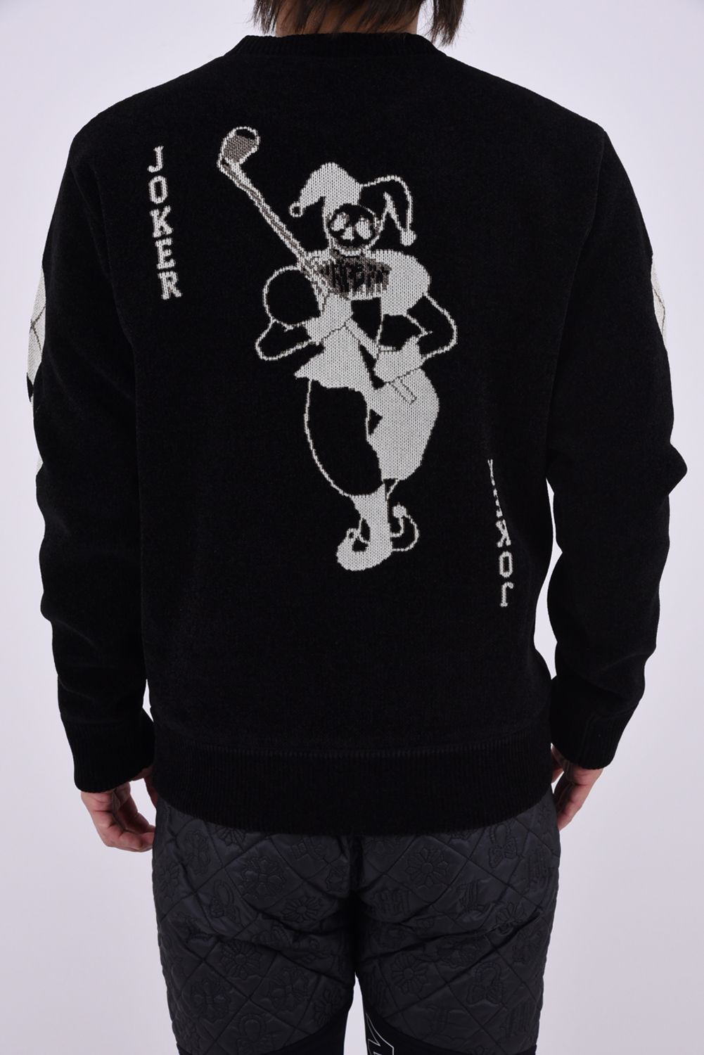 【26AW】 ACE CLUB CHENILLE KNIT / トランプモチーフ モールヤーン クルーネックニット (ブラック)