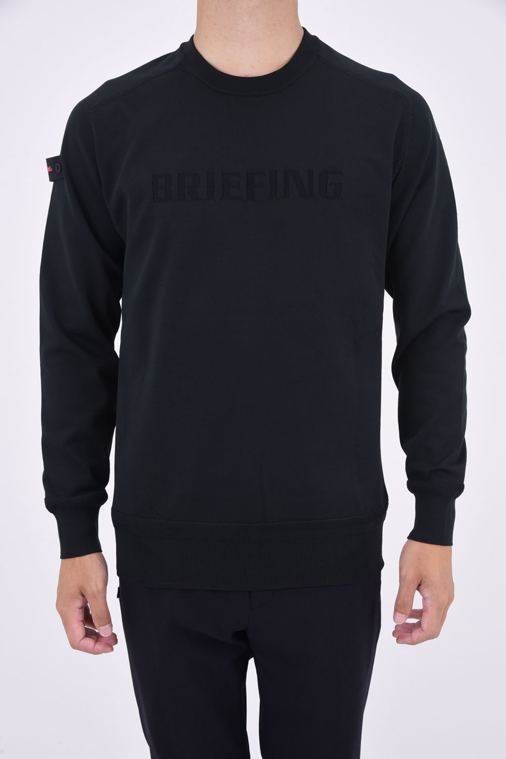 BRIEFING - MENS WR CREW NECK KNIT / ジャガードロゴ ロゴワッペン