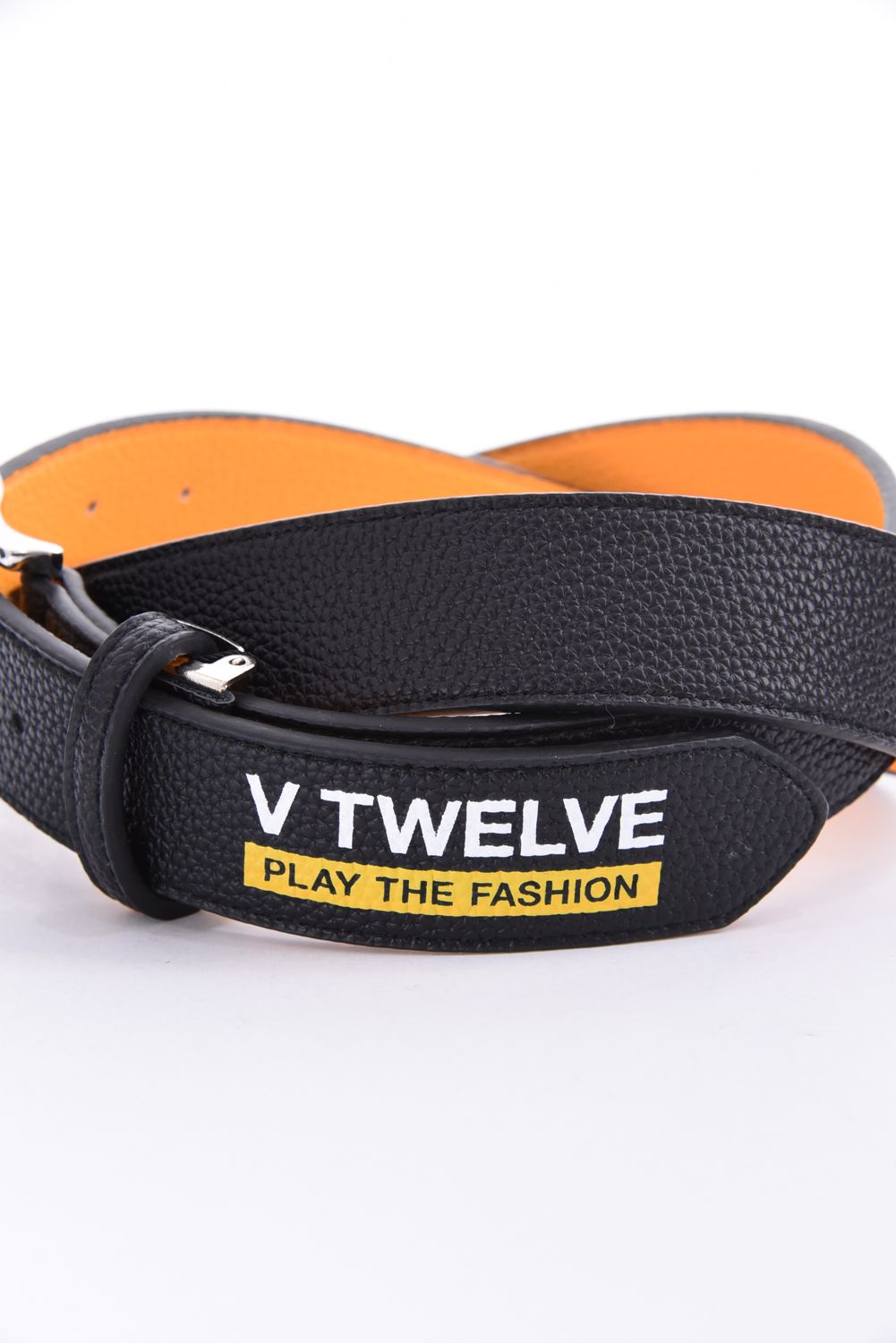 【26AW】 EXP BELT / ブランドロゴ アクセントカラー レザー調ベルト (ブラック)