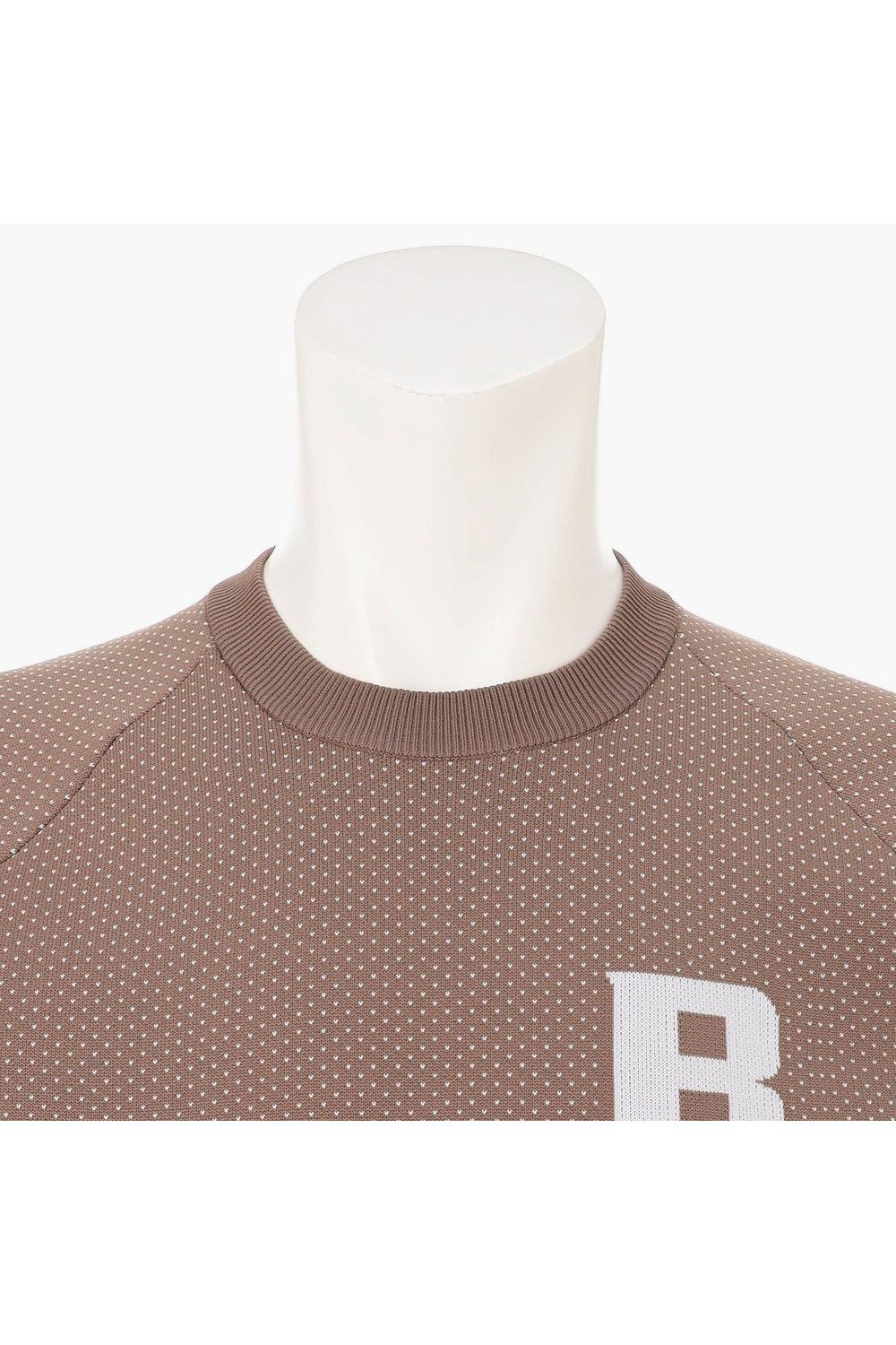 【26AW】 MEN’S BIRDS EYE KNIT CREWNECK / バーズアイパターン ブランドロゴ クルーネックニット (モカ)