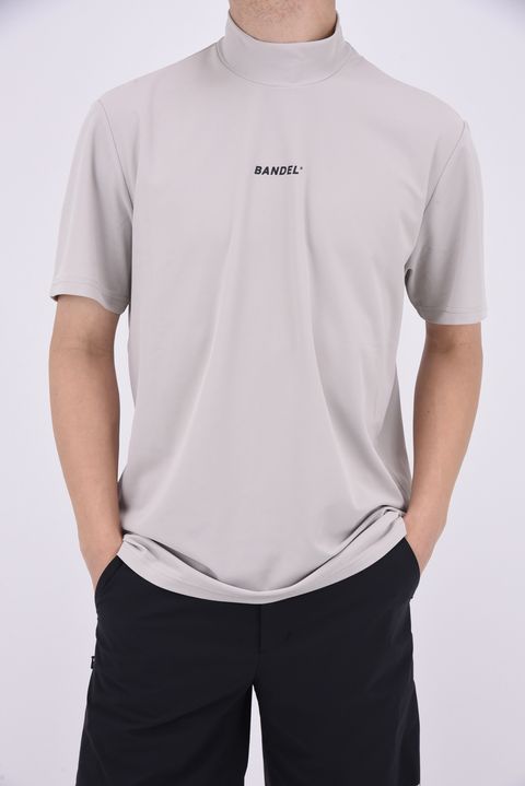STRAIGHT LOGO S/S MOCK NECK SHIRTS / ブランドロゴ 半袖モックネックTシャツ (ベージュ)