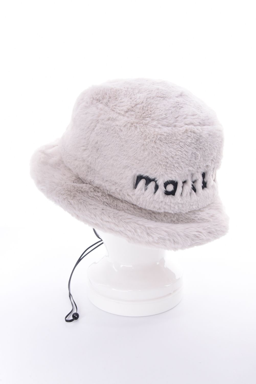 SPECTRA FAUX FUR BUCKET HAT / エコファー ラインストーン スカルワッペン バケットハット (ホワイト)
