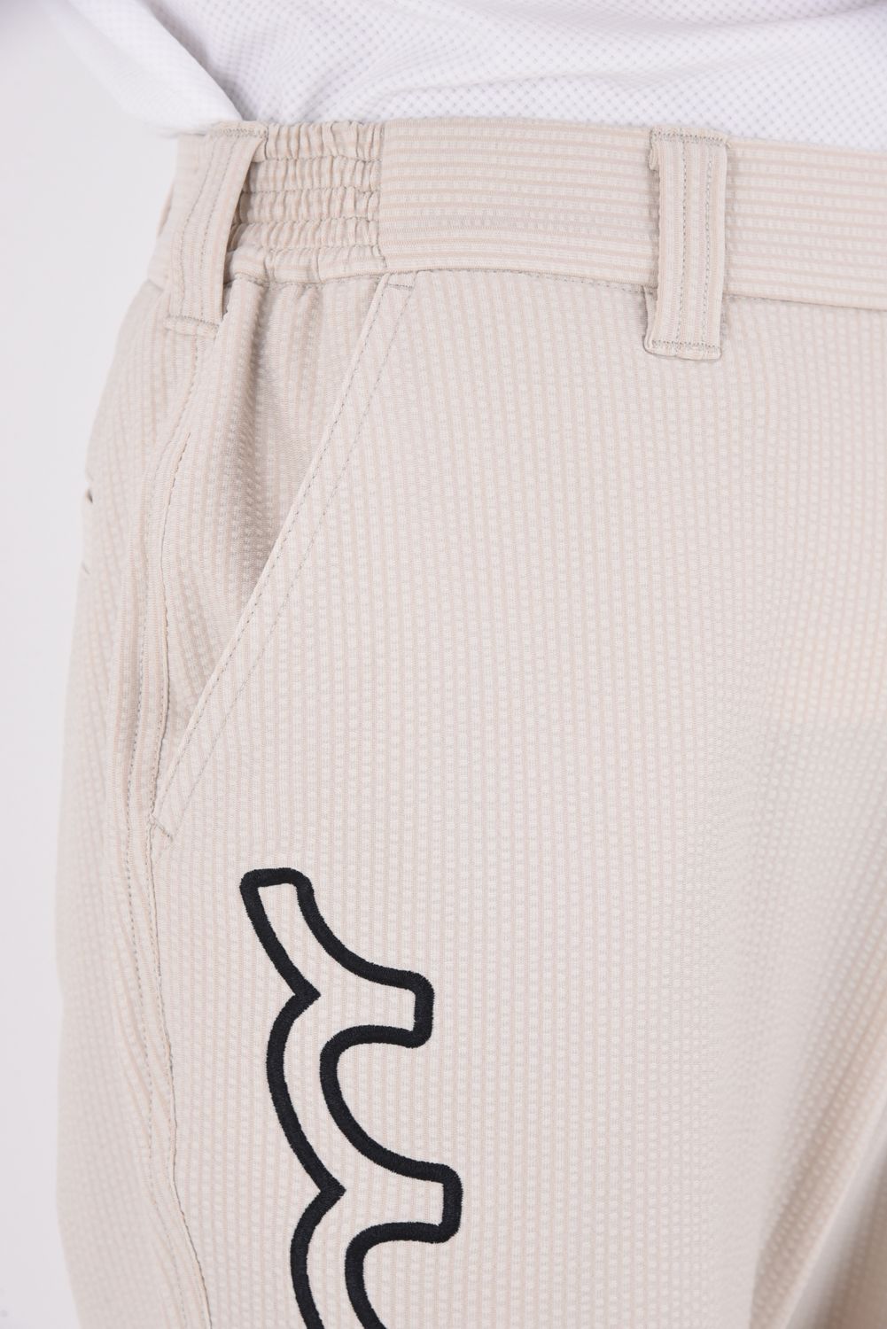 【26SS】 HIGH TENSION SUCKER SHORT PANTS / シアサッカー ウェーブロゴ ショートパンツ (ベージュ)