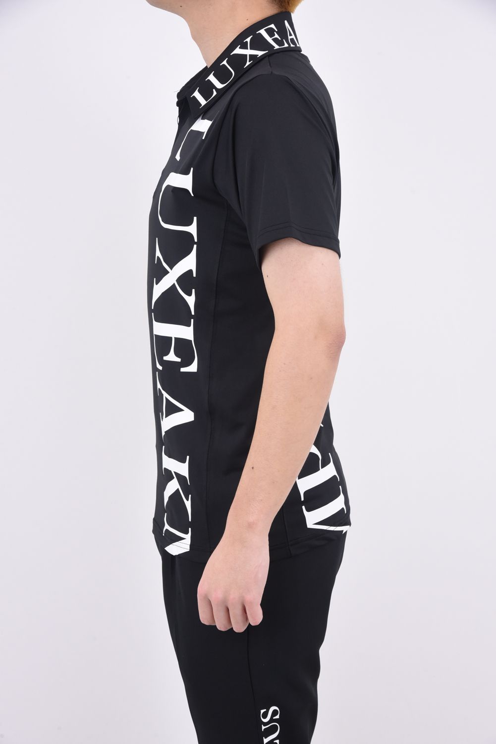 VERTICAL LOGO POLO SHIRTS / バーチカルロゴ 半袖ポロシャツ (ブラック/ホワイト)