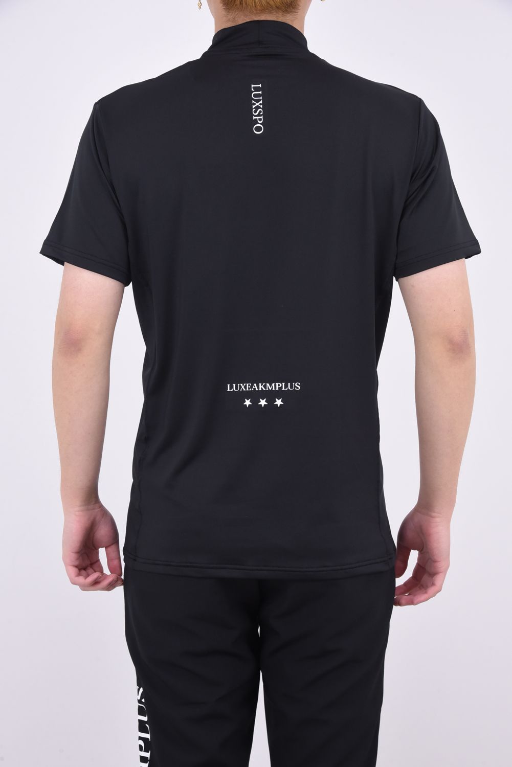 BASIC LOGO MOCK NECK T-SHIRTS / フロントロゴ モックネック Tシャツ (ブラック)