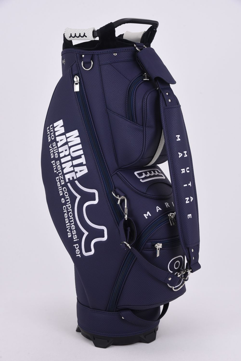 【26SS】【銀行振込・代金引換不可】【返品・交換不可】 CADDY BAG & HEAD COVER / パンチングエシカルレザー カートタイプ キャディバッグ&ヘッドカバーセット (ネイビー)