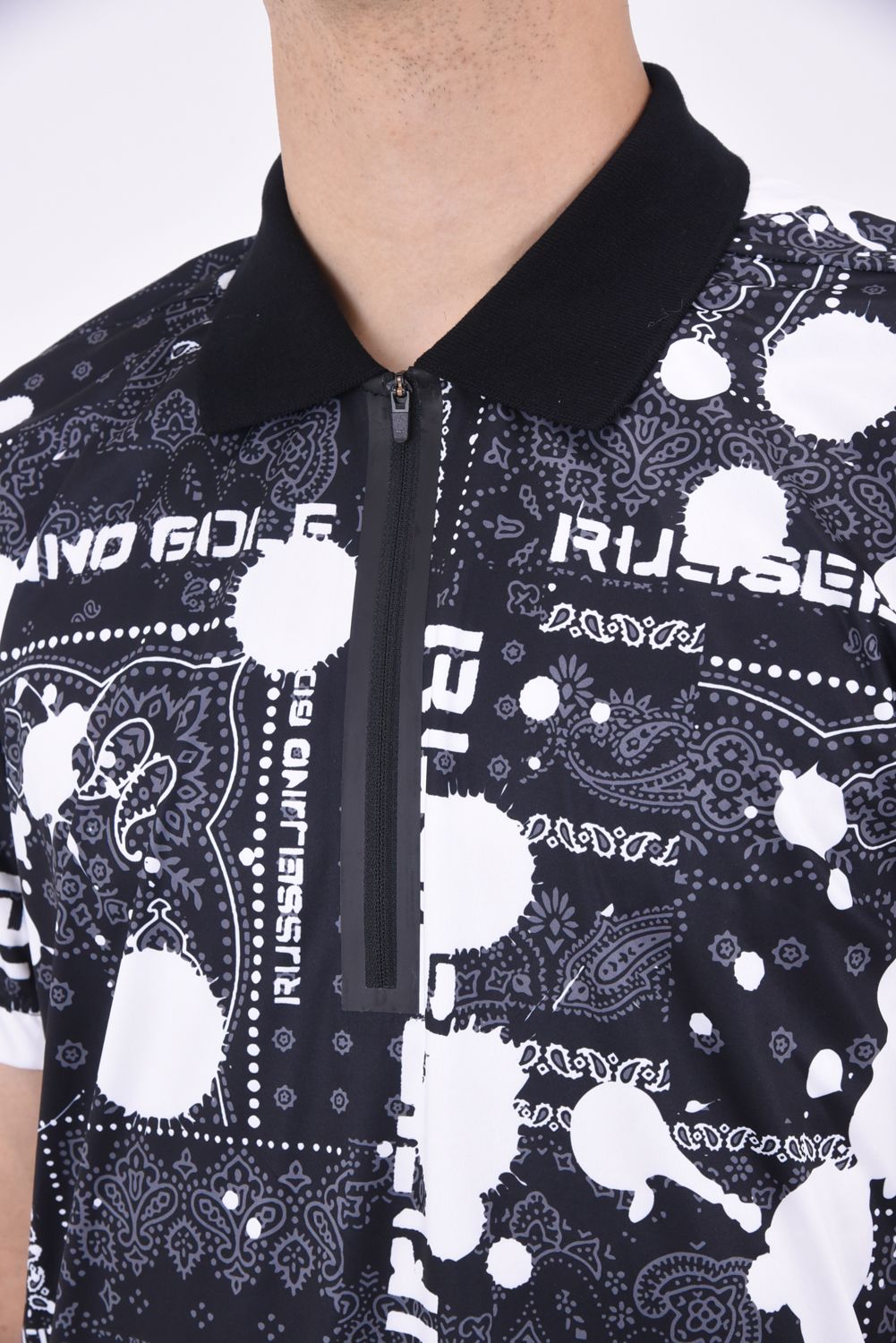 RUSSELUNO - ZIP UP POLO SHIRT / バンダナ柄プリント