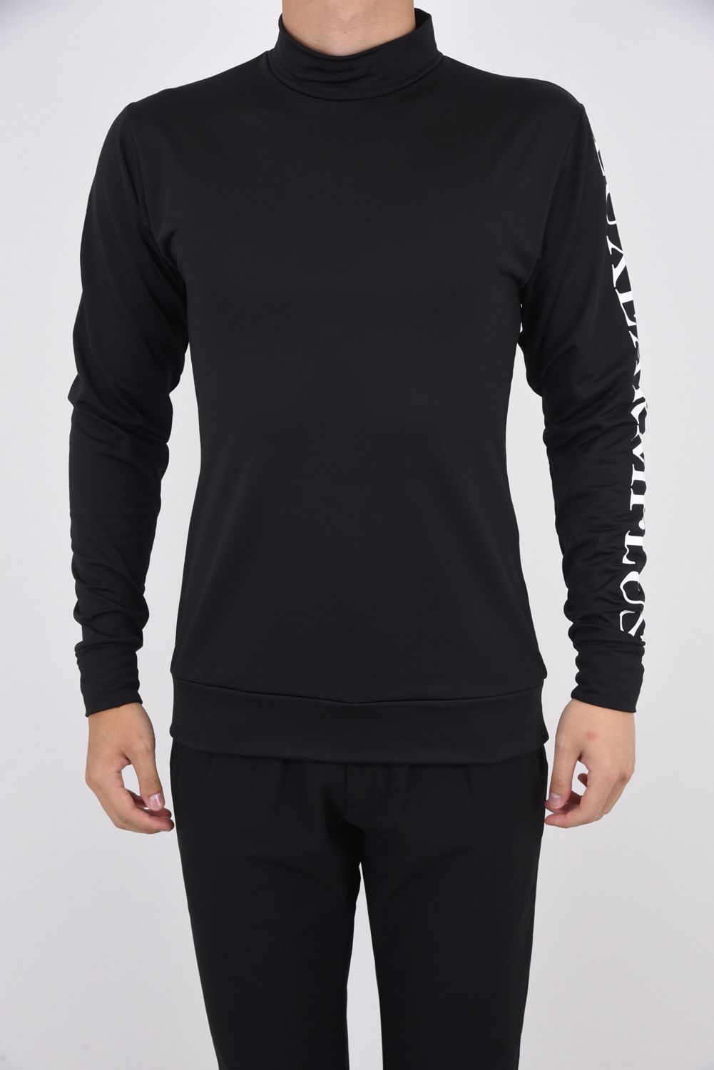 BACK BIG LOGO HIGH NECK T-SHIRTS / バックロゴモックネックTシャツ ブラック