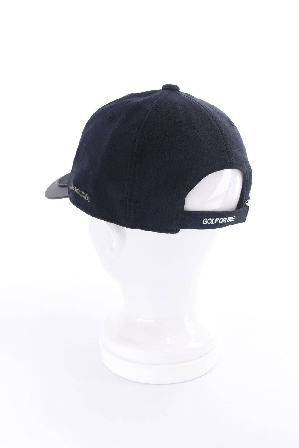 【26SS】 GAUGE CAMO LEATHER TRIM CAP / カモフラージュパターン 異素材切り替え メタルプレート ベースボールキャップ (ブラック)