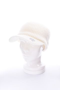 【レディース】 ツバ付シャギーニットキャップ (ホワイト)