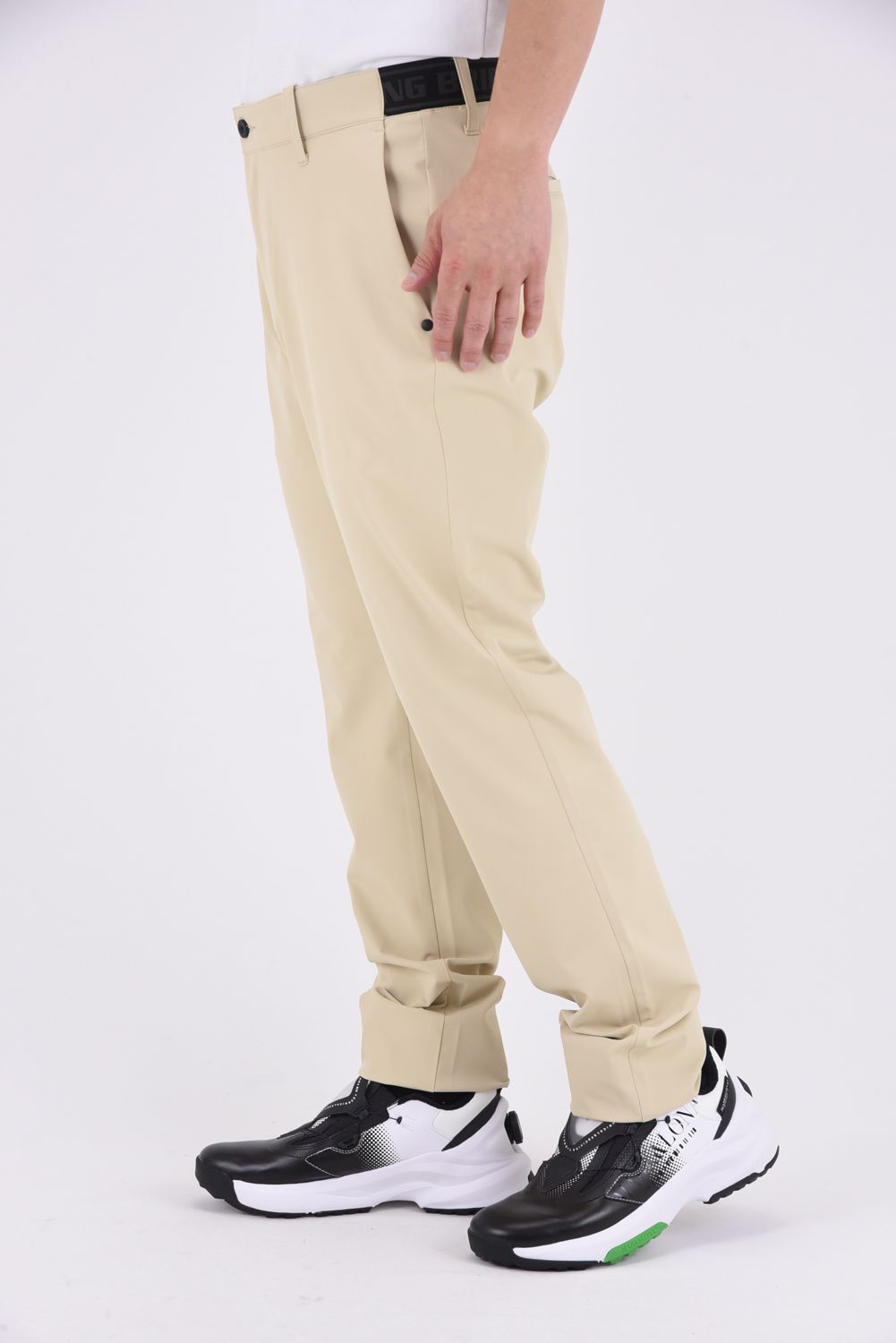 【25SS】 MEN’S LOGO ELASTIC SUMMER PANTS / ロゴ ゴムベルト パンツ (ベージュ)