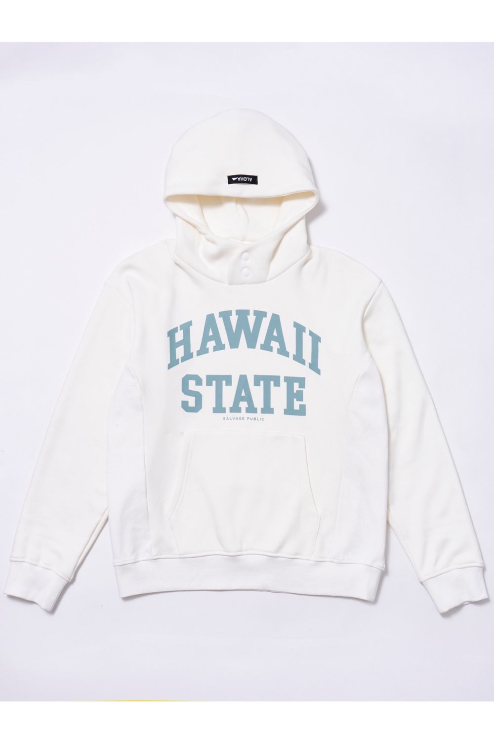 【26AW】 Mahana Standneck Hoodie (Hawaii State) / 裏起毛 カレッジスタイル プルオーバーパーカー (ホワイト) (10月入荷予定）