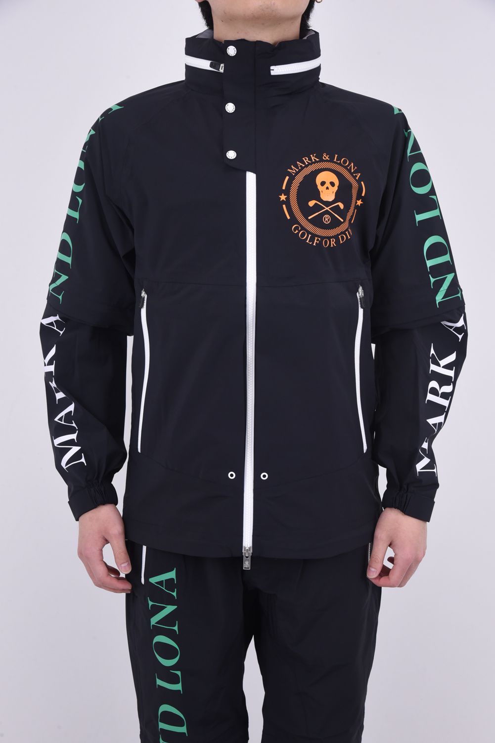 AXIS 3LAYER SYSTEM JACKET / ブランドロゴプリント サークルスカル レインジャケット ブラック - 44(S)