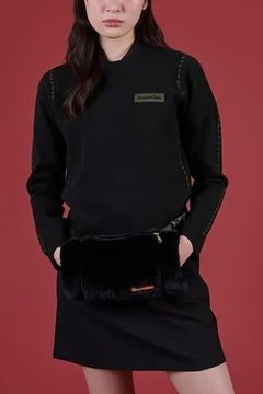 【26AW】【レディース】 STITCHING LINE KNIT / ステッチングライン クルーネックニット (ブラック)*