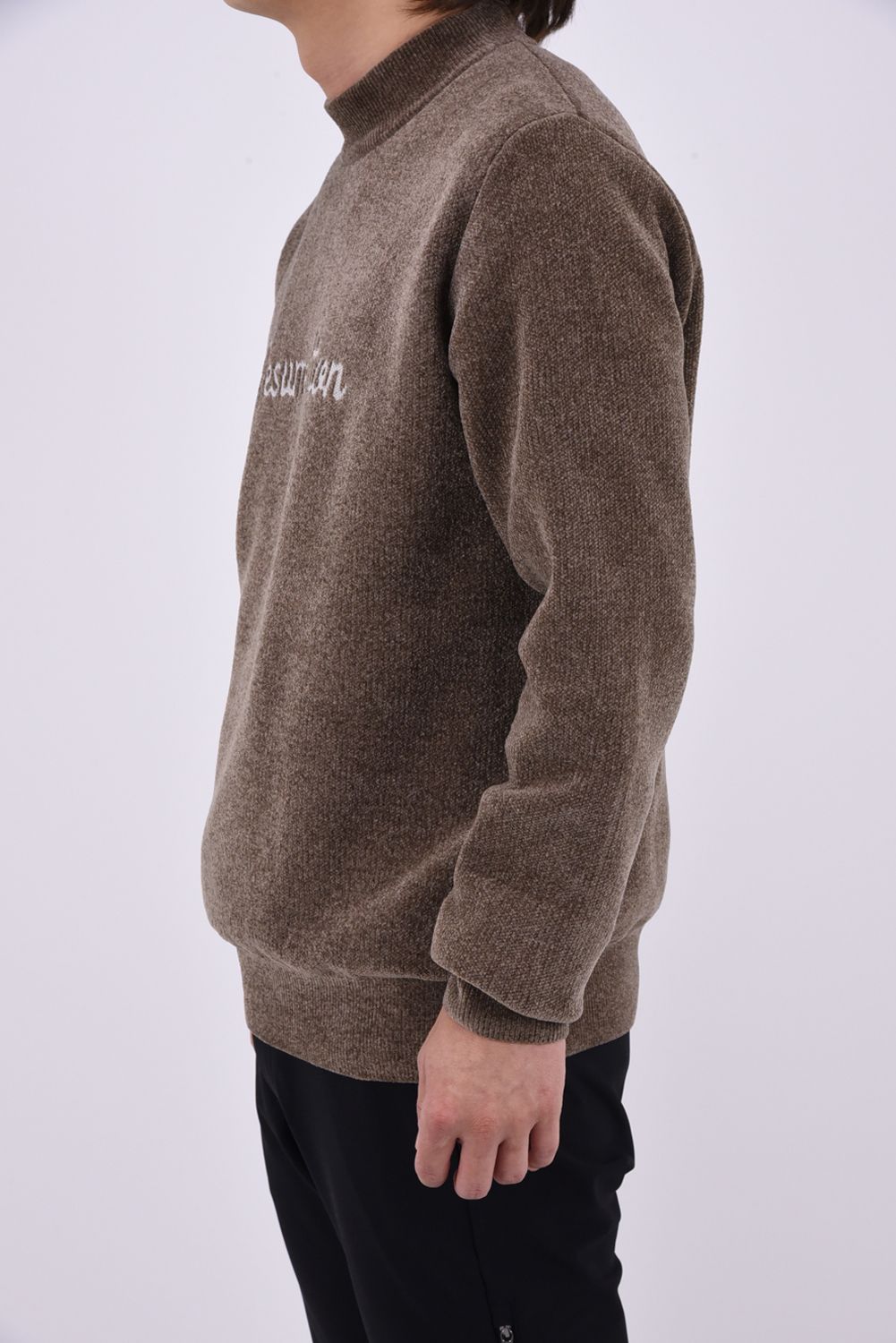 【26AW】 AIRSHUT MOLE YARN HIGH NECK KNIT / モールヤーン 防風裏地 ハイネックニット (ブラウン)*