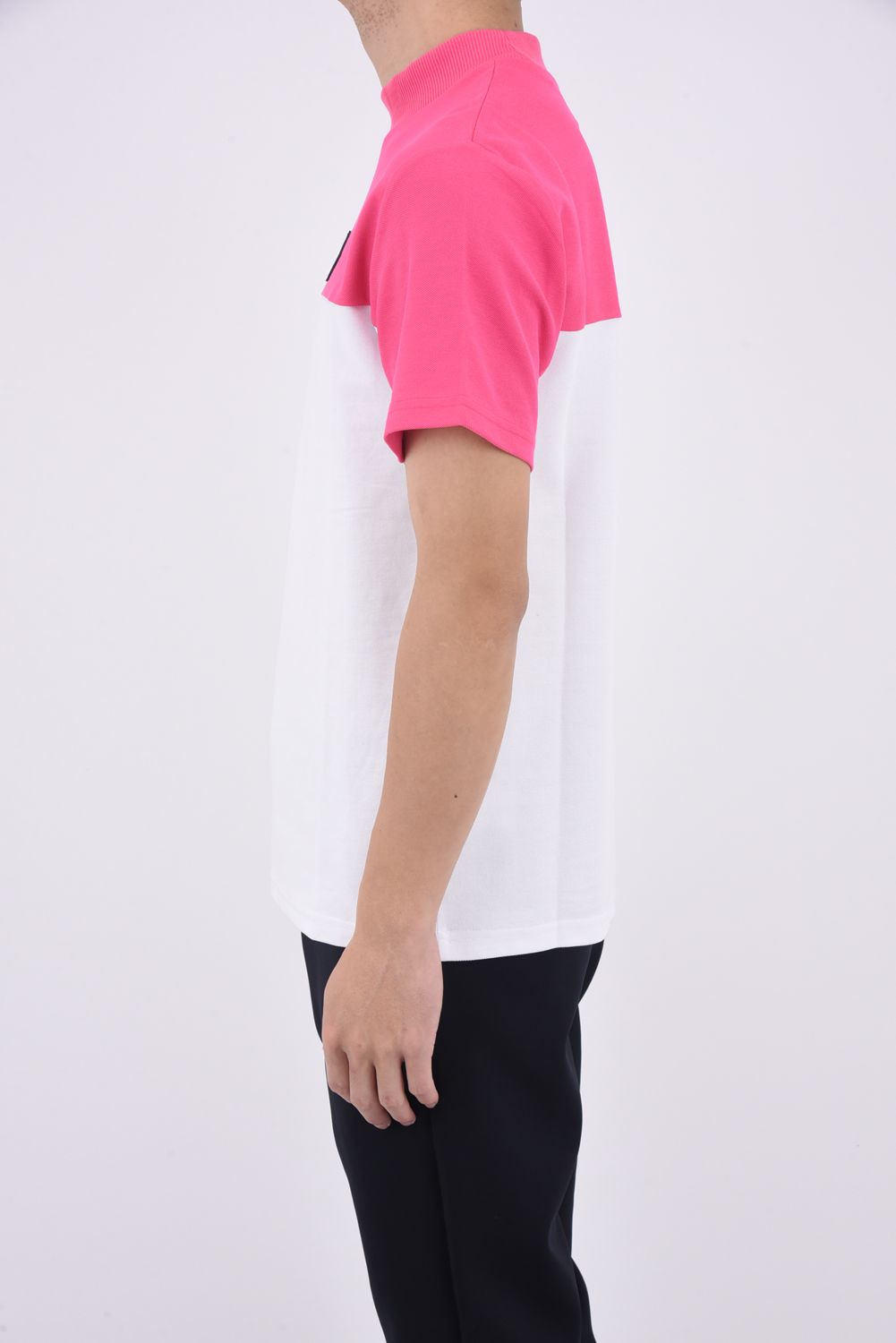2TONE MOCK / カノコ素材 バイカラー モックネックTシャツ (ピンク)