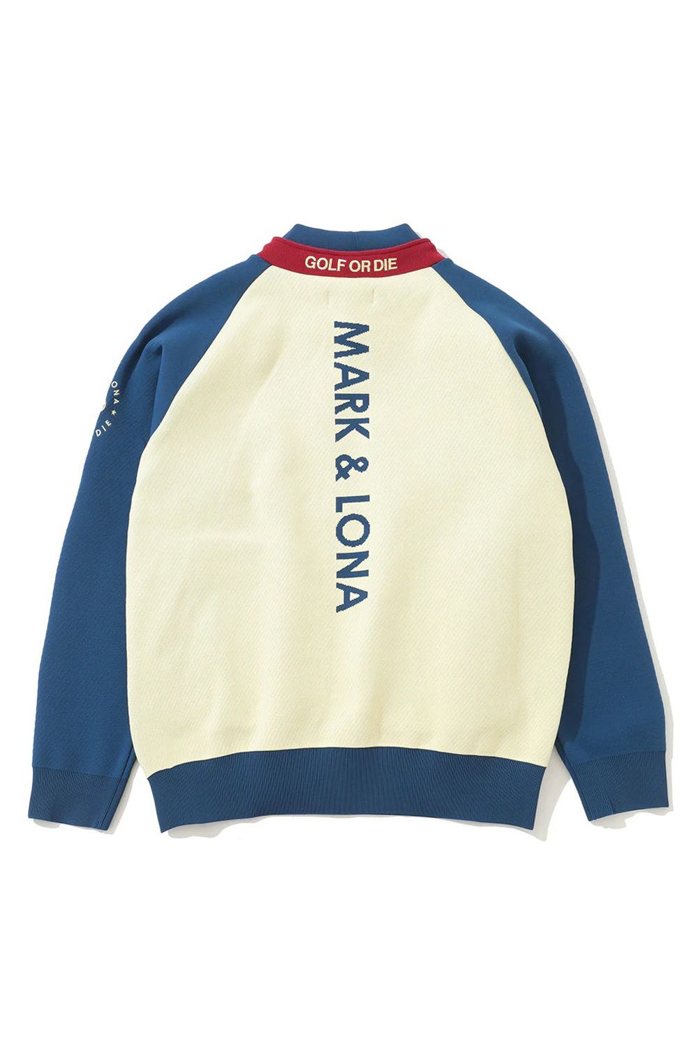 【2025AW】 DURAN ALTER KNIT PULLOVER / ツートーン サークルスカルロゴ 変形モックネックプルオーバー (フード無し) (ネイビー)